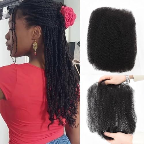 Teresa Afro Kinkys Bulk Human Hair For Twists, Afro Kinky-Curly Human Hair Bulk For Dreadlocks Extensions,Bulk Human Braiding Hair Natural And Soft (18 Inch, 30g/Pack)