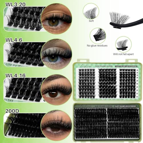 Lash Clusters Kit 540pcs D Curl 10-22mm Wispy Eyelashes