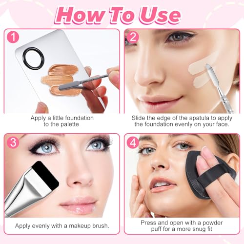 Makeup Mixing Palette Kit with Foundation Brushes & Spatula