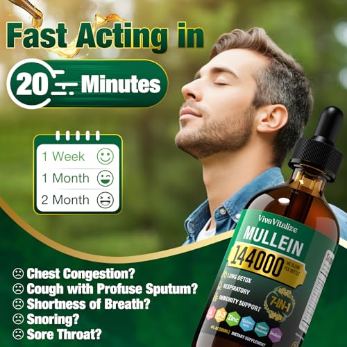 Mullein Drops for Lung Health - 144000mg Herbal Extract