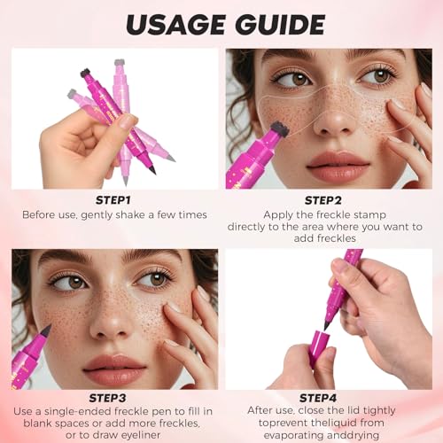 Dual Ended Freckle Stamp Pen – Waterproof Fake Freckles Maker #02 Brown
