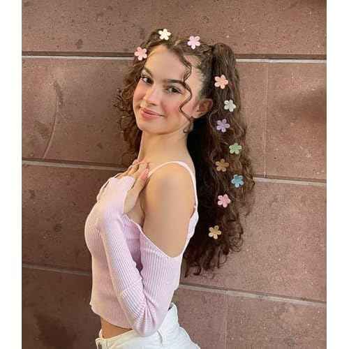 100Pcs Colorful Mini Flower Hair Clips, TEBIEKOY Baby Hair Clips Mini Claw Clips Cute Jaw Clips Hair Pins Hair Barrettes Toddler Hair Accessories for Women Girls Kids Teens