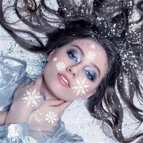 6 Sheets Snowflake Temporary Tattoos Glow in Dark