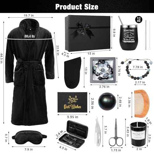 Nuogo 15 Pcs Birthday Gifts for Men Beard Care Set for Him Christmas Gifts Basket Ideas Kit for Men Tumbler Bath Robe for Dad Husband Boyfriend Box Christmas Gifts Baskets