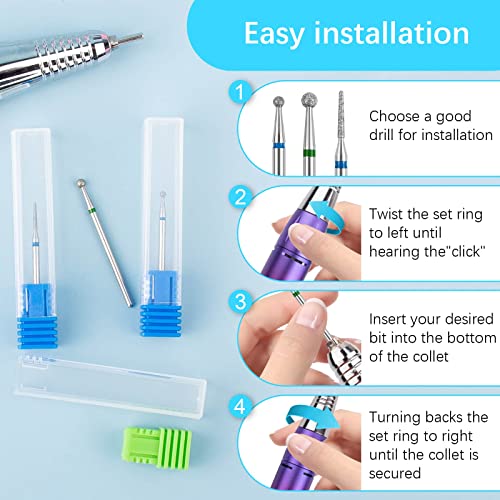 Diamond Cuticle Drill Bits Set - 3pcs for Nail Care and Pedicure - Variation 3Set-A