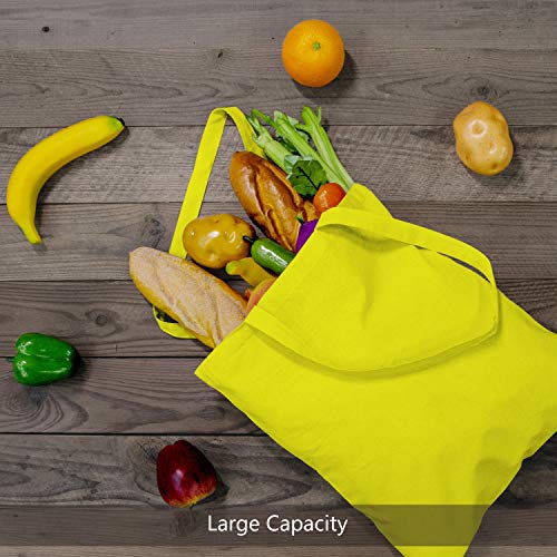 TOPDesign 6-Pack Economical 16"x15" Yellow Cotton Tote Bag, Lightweight Medium Reusable Grocery Shopping Cloth Bags, Suitable for DIY, Advertising, Promotion, Gift, Activity