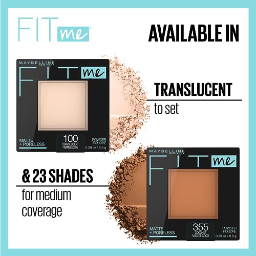 Maybelline Fit Me Matte + Poreless Pressed Face Powder Makeup & Setting Powder, Mocha, 1 Count