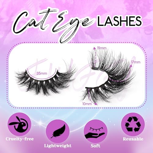 Losha Fluffy 5D Cat Eye False Eyelashes - 7 Pairs Vegan Faux Mink