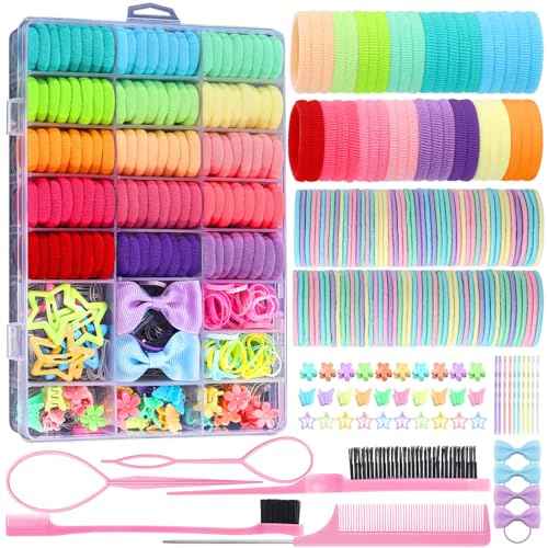 Toddler Hair Accessories, Cotton Toddler Elastic Hair Ties Baby Hair Ties with Hair Clips Hair Tail Tools, Girls Hair Accessories for Girls Baby Toddlers Kids