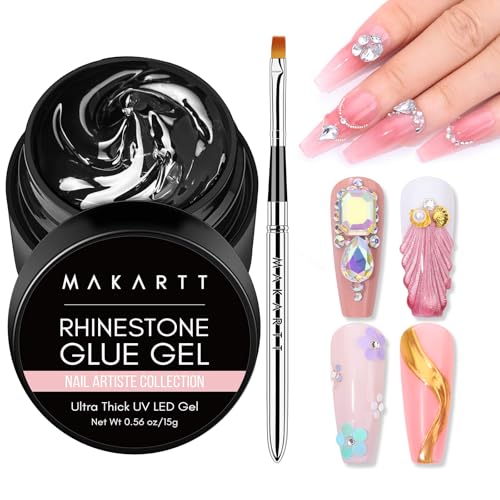 Makartt Nail Rhinestone Glue with Brush Kit 15g for Nail Art & Crafts