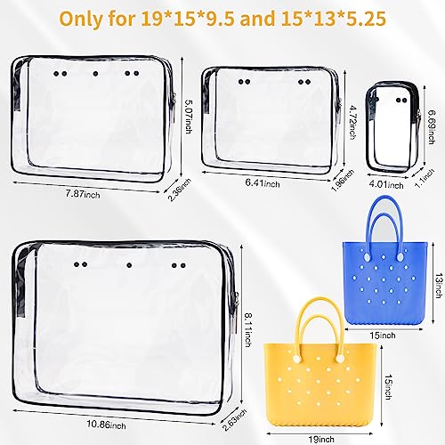 4 packs Clear Pouches for Bogg Bag Accessories Clear Beach Tote Bag Storage Travel Cosmetic Organizer (Black)