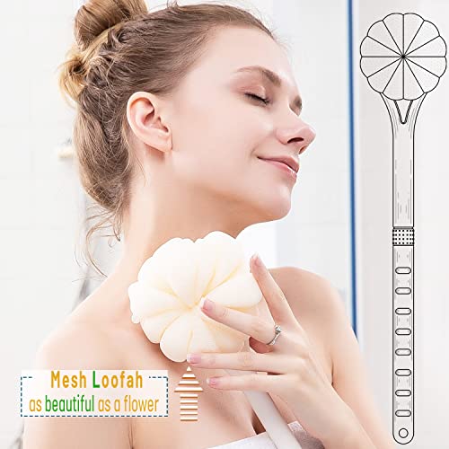 Shower Body Brush with Loofah - 14" Back Scrubber for Exfoliating