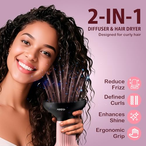 WUFAYHD 2-in-1 Ionic Hair Dryer & Diffuser for Curly Hair