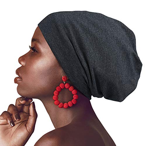 Sleep Cap Hair Bonnet Satin Lined Slouchy Beanie Hat for Night Sleeping - Adjustable Stay on All Night