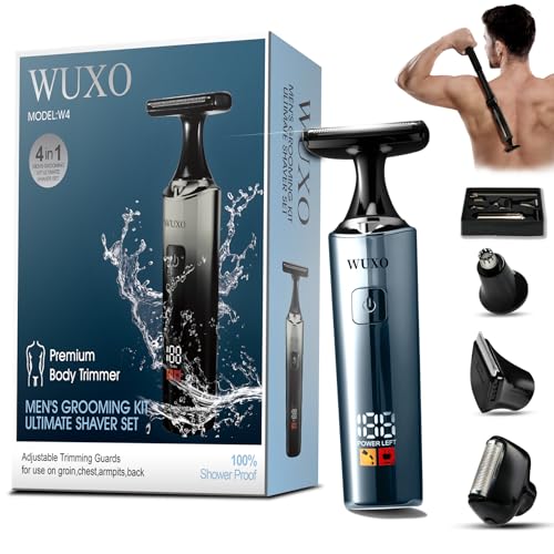 WUXO Electric Back Shaver & Groin Hair Trimmer with LED Display