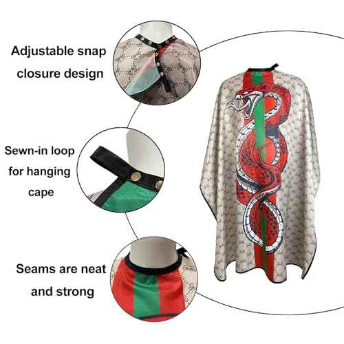 Barber Capes Hair Cutting Capes Salon Stylist Capes with Snaps Waterproof Professional Large Barber Hairdresser Gown Cape- 63¡±¡¿ 56¡±(SNAKE)
