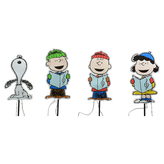 ProductWorks 12" Caroler Peanuts Pathway Markers, Snoopy Peanuts Christmas Decorations, LED Christmas Pathway Lights Outdoor, Yard Outdoor Christmas Decorations, Charlie Brown Peanuts Christmas Decor