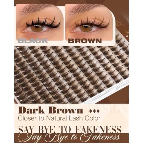 Brown Lash Clusters Kit Wispy Lash Extension Kit 10-14MM Short Spiky Eyelash Clusters Natural Cluster Eyelash Extensions Dark Brown Individual Lashes D Curly DIY Lash Extension by Lvmixwig