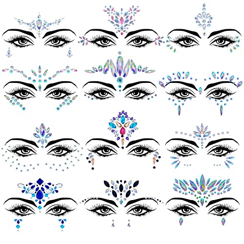 Mermaid Face Gems - 12 Sets Rhinestone Rave Face Jewels