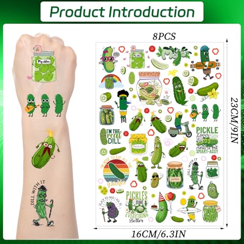 Pickle Temporary Tattoo Stickers - 200+ Pack