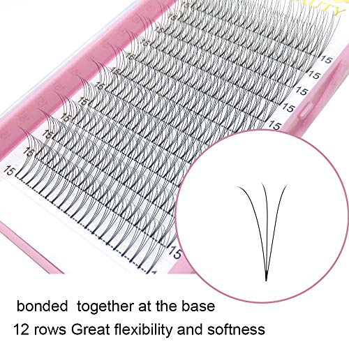 Premade Fans Eyelash Extensions 3D-C-0.10-16 Short Stem Premade Volume Eyelash Extensions 9 to 20 mm Pre made Lash Fans 3D 5D 7D Volume Lash Extensions .07 .10 C D Curl(3D-C-0.10,16mm)