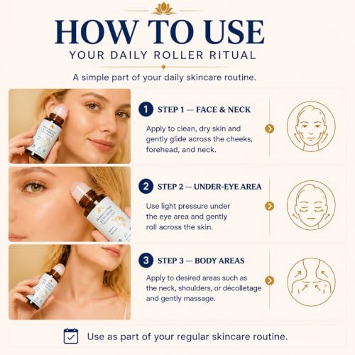 Organic Castor Oil Roll-On with Rose Quartz Roller - 100% Pure