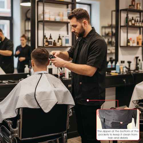 Ladybird Line 415 Pet Groomer and Barber Front Zipper Jacket with Collar and 2 Pockets, Ideal for Hair Barbers & Groomers