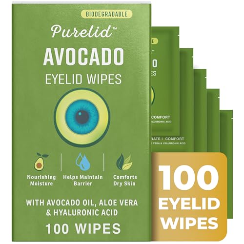 100 Biodegradable Avocado Eyelid Wipes for Gentle Cleansing