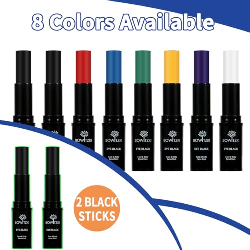 Bowitzki Eye Black Stick - 8 Color Water Resistant Sports Face Paint