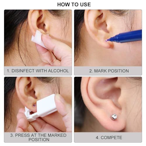 Disposable Ear Piercing Kit with Preloaded CZ Earring Studs