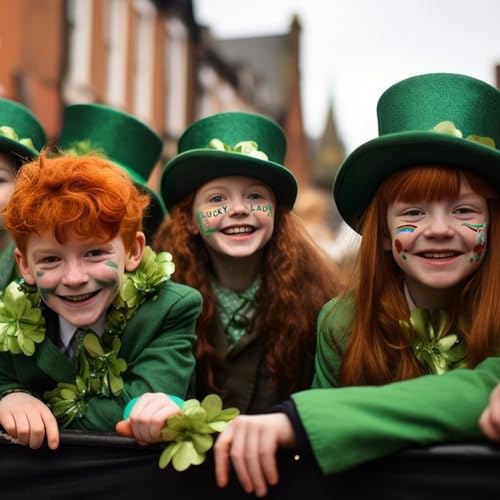 Totelux St Patricks Day face Stickers Shamrock Glitter Tattoos Green Clover Face Tattoos with Gems Eye Body Fake Temporary Tattoo for Adult kids Makeup St Patricks Day Decoration Parade Party Supplies