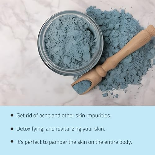 Serbian Blue Clay Powder for Facial Masks, Creams, Skin Tightening, Body Wraps,Scrubs, and Soap Making. (114g (4oz))