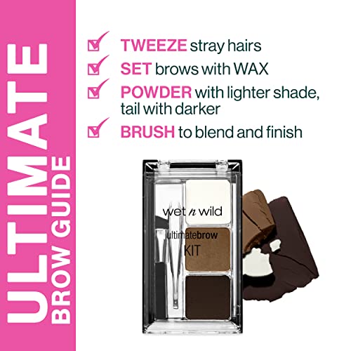 Eyebrow Makeup Kit with Powder Wax Tweezers & Mirror - Dark Brown - 1 Pack