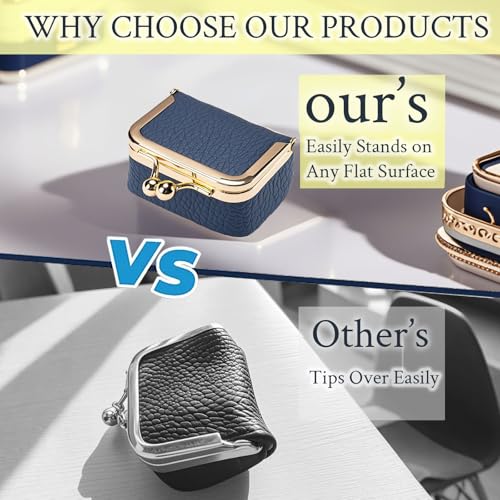 Mini Portable Leather Jewelry Travel Case - Anti-Tip Organizer