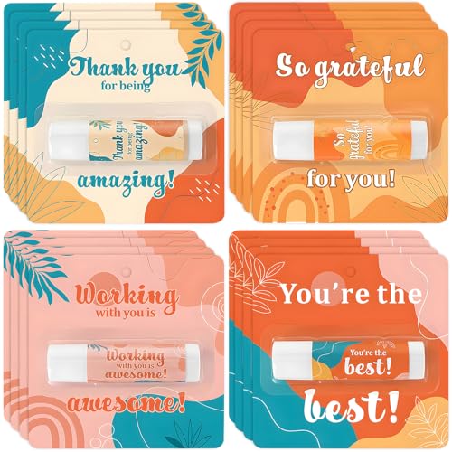Capoda 16 Pcs Employee Appreciation Gifts Bulk Retro Boho Lip Balms You¡¯re the Balm Thank You Appreciation Gifts for Adult Women Men Coworker Team Staff Teachers Nurse Volunteer Party Favors