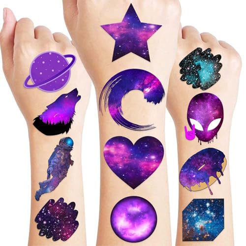 96 PCS Galaxy Temporary Tattoos for Kids – Space Party Favors