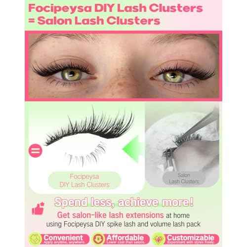 Fox Eye Lash Clusters Wispy Eyelash Clusters Kit Natural Lash Extensions Foxy Cluster Eyelash Extensions Spiky Individual Eyelashes Extension Kit with Lash Bond and Seal, Lash Tweezers