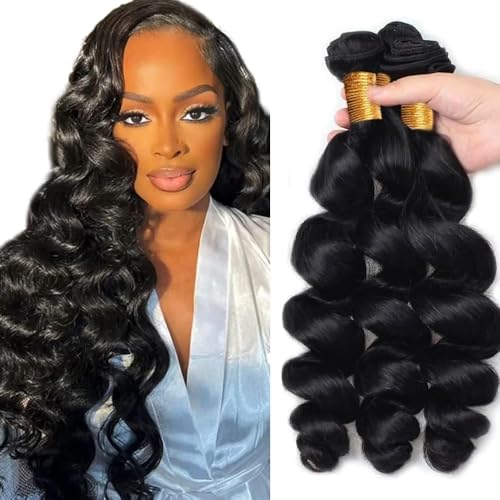 Loose Deep Wave Human Hair Bundles 12-34 Inch Natural Black