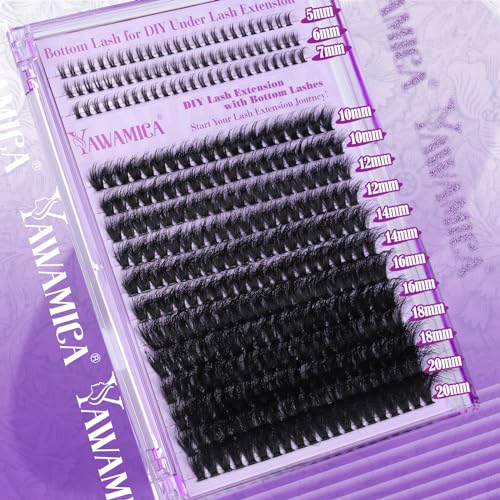 Yawamica Cluster Lash Extensions 315pcs DIY Kit with Bottom Lashes