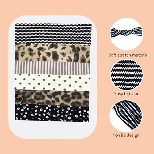 6 Pcs Anti-Slip Floral Headbands for Women - Soft Yoga Sweatbands