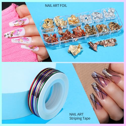Teenitor Nail Art Kit with Brushes Rhinestones Foil & Stickers for Manicure