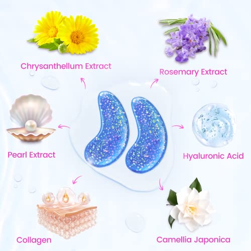 Eye Masks (8 Pairs) - Travel Essentials - Under Eye Patches for Dark Circles, Puffiness, Fine Lines with Collagen, Revitalises and Refreshes Your Skin, Bridesmaid Gifts for Her