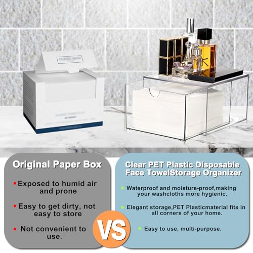 Sumnacon Clear Plastic Face Towel Holder with Drawer Storage