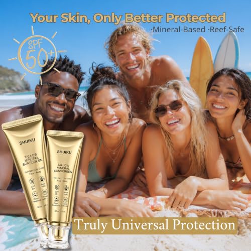 Beef Tallow Sunscreen SPF 50 for Face & Body - Natural Mineral Protection
