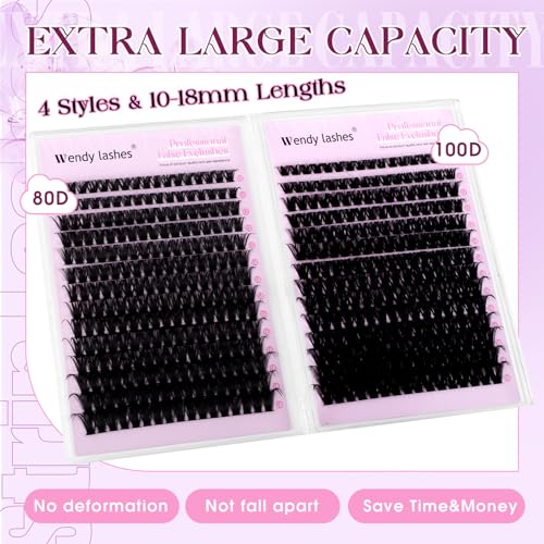 Lash Clusters DIY 10-18mm D Curl Fluffy Eyelashes 80P+100P