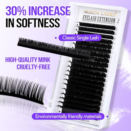 Arison Lashes Cashmere Classic Lash Extensions Soft Lashes 20 Rows Mixed Tray D 8-16mm Curl 0.07 Thick Volume Pesta?as Pelo a Pelo