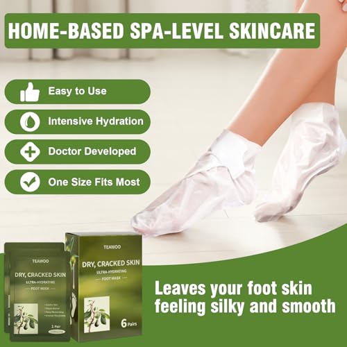 TEAWOO 18 Pairs Moisturizing Foot Mask Socks with Shea Butter & Jojoba Oil
