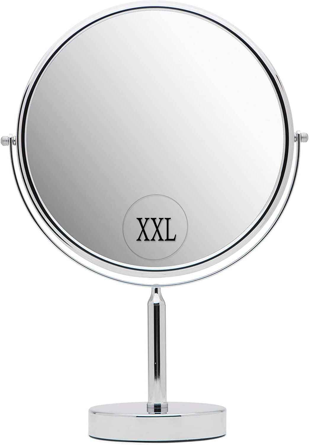 XXLarge Oversized 3X Weak Magnifying Mirror with Stand for Desk, Table, Retail Store Countertop, and Makeup Vanity - Double Sided 3X/1X Magnification - 17" Tall and 11" Wide