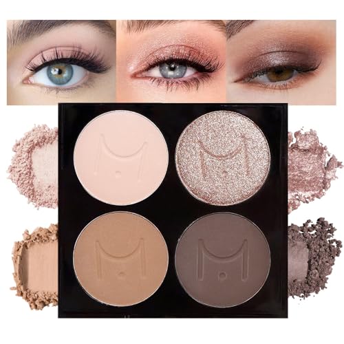 evpct Nude Eyeshadow Quad Palette - Matte, Metallic & Glitter 4-Color Eye Shadow