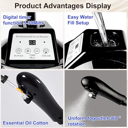 Professional Facial Steamer with Ozone & Timer on Wheels